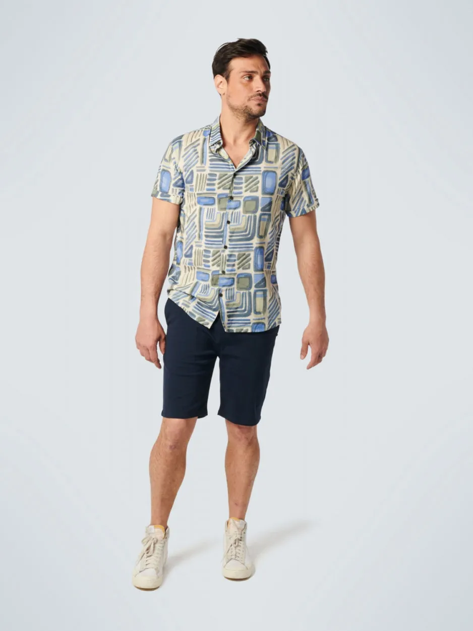 Shirt Short Sleeve Allover Printed | Washed Blue
