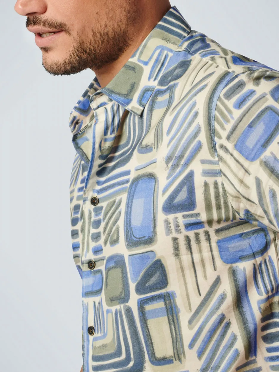 Shirt Short Sleeve Allover Printed | Washed Blue