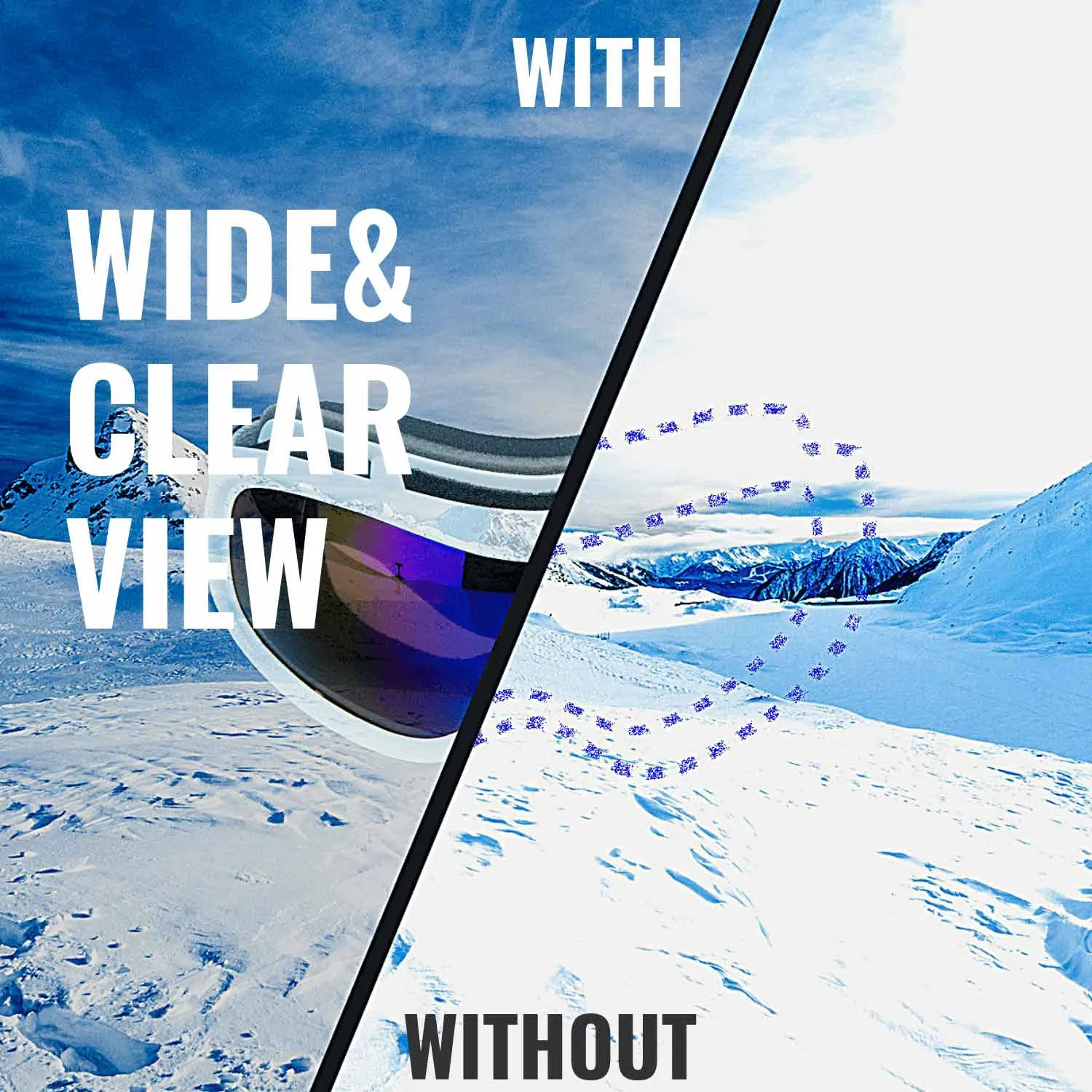 Kiroro Ski Goggles for Glasses with White Frame - OTG Snow Goggles