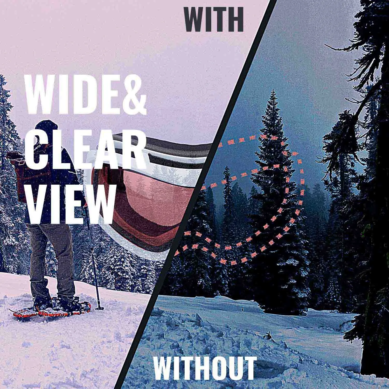 Kiroro Ski Goggles for Glasses with White Frame - OTG Snow Goggles