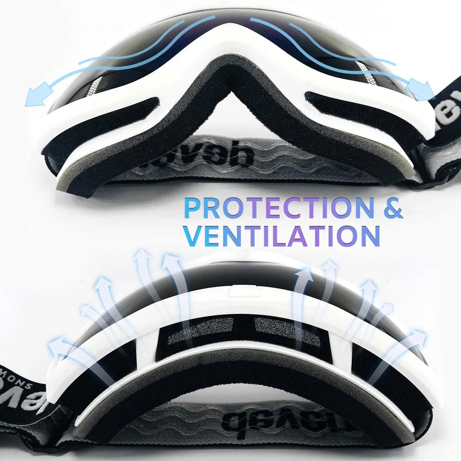 Kiroro Ski Goggles for Glasses with White Frame - OTG Snow Goggles