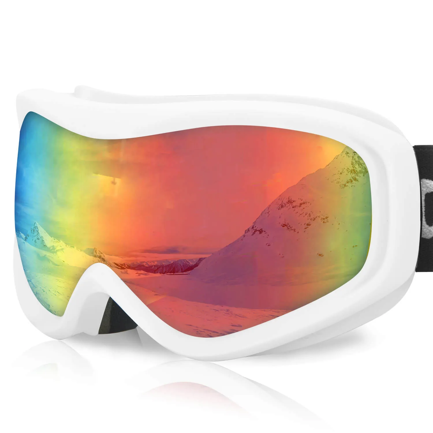 Kiroro Ski Goggles for Glasses with White Frame - OTG Snow Goggles