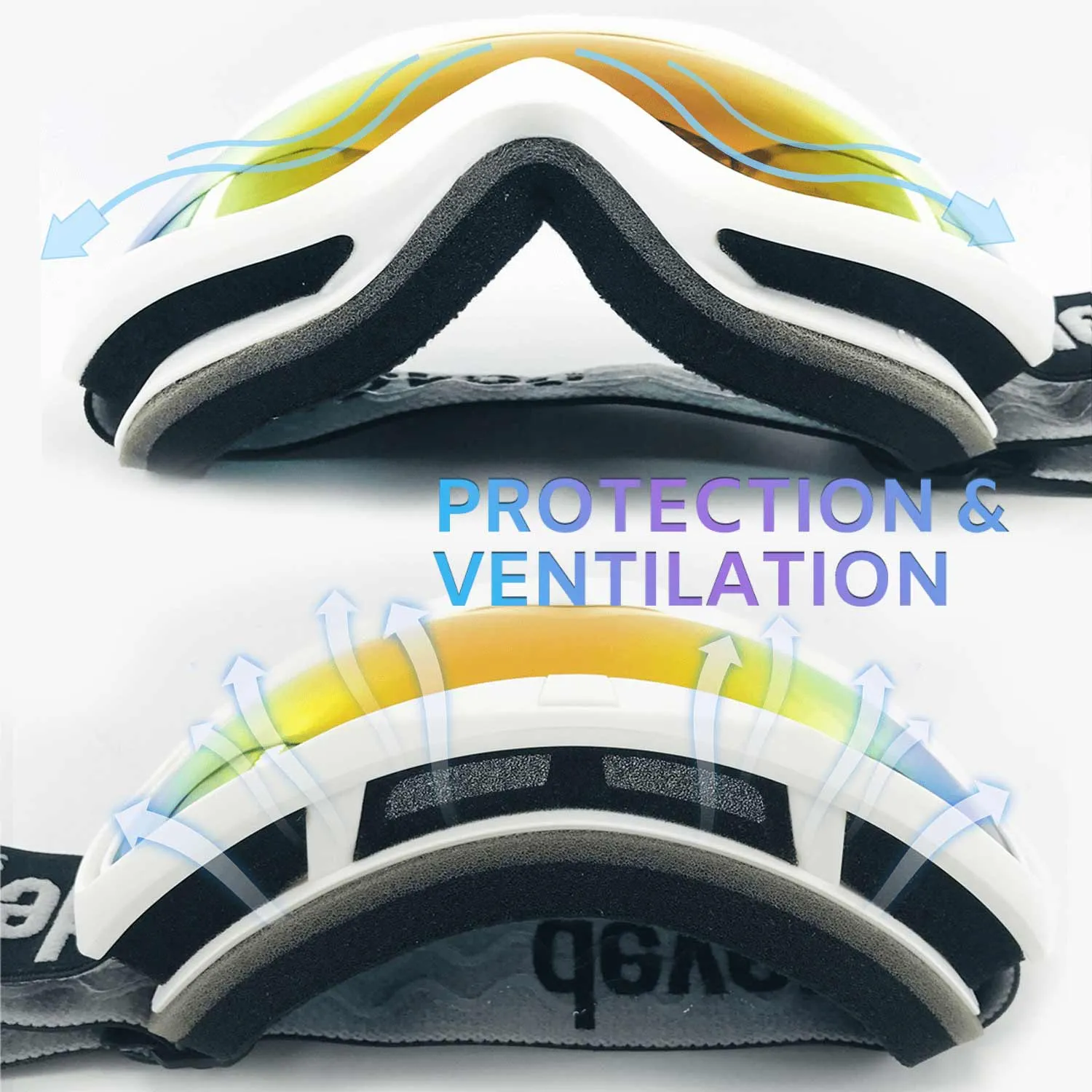 Kiroro Ski Goggles for Glasses with White Frame - OTG Snow Goggles