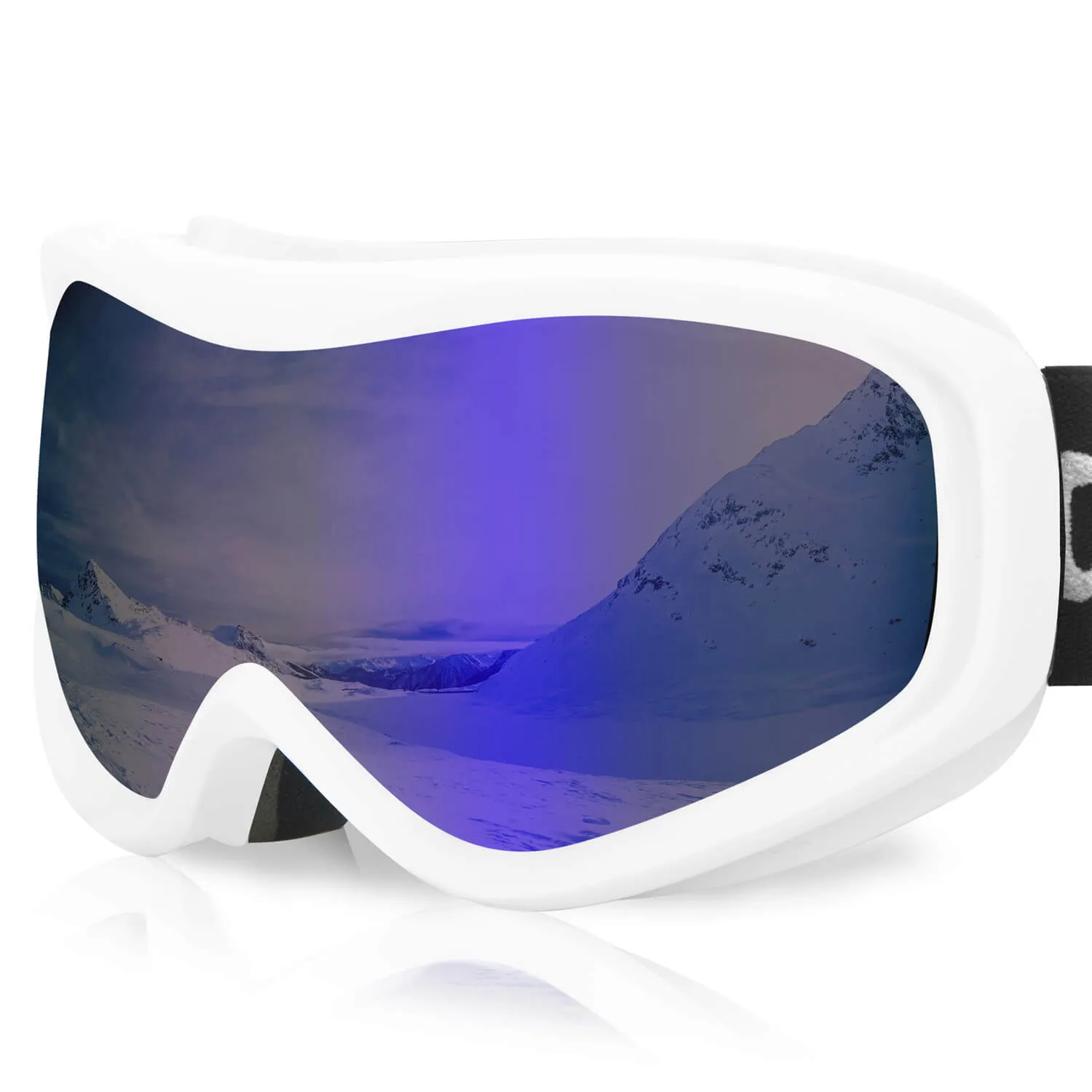 Kiroro Ski Goggles for Glasses with White Frame - OTG Snow Goggles