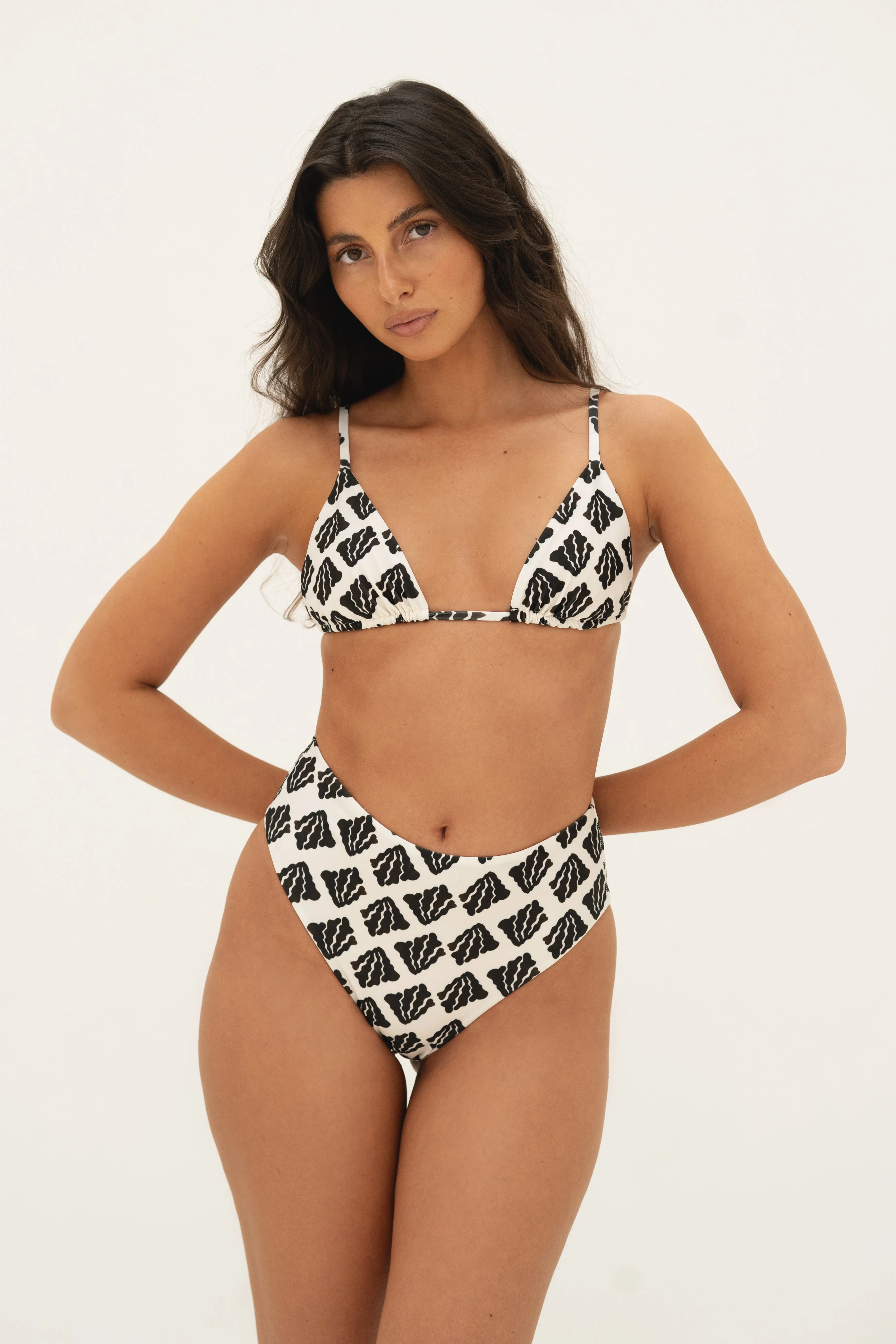 sustainable swimwear top triangle algea print