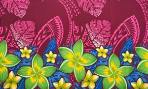Tribal Tattoo Monstera leaves w/ Plumerias Sarong