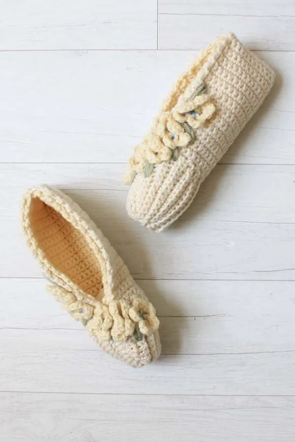 Vintage Floral Slippers Crochet Pattern