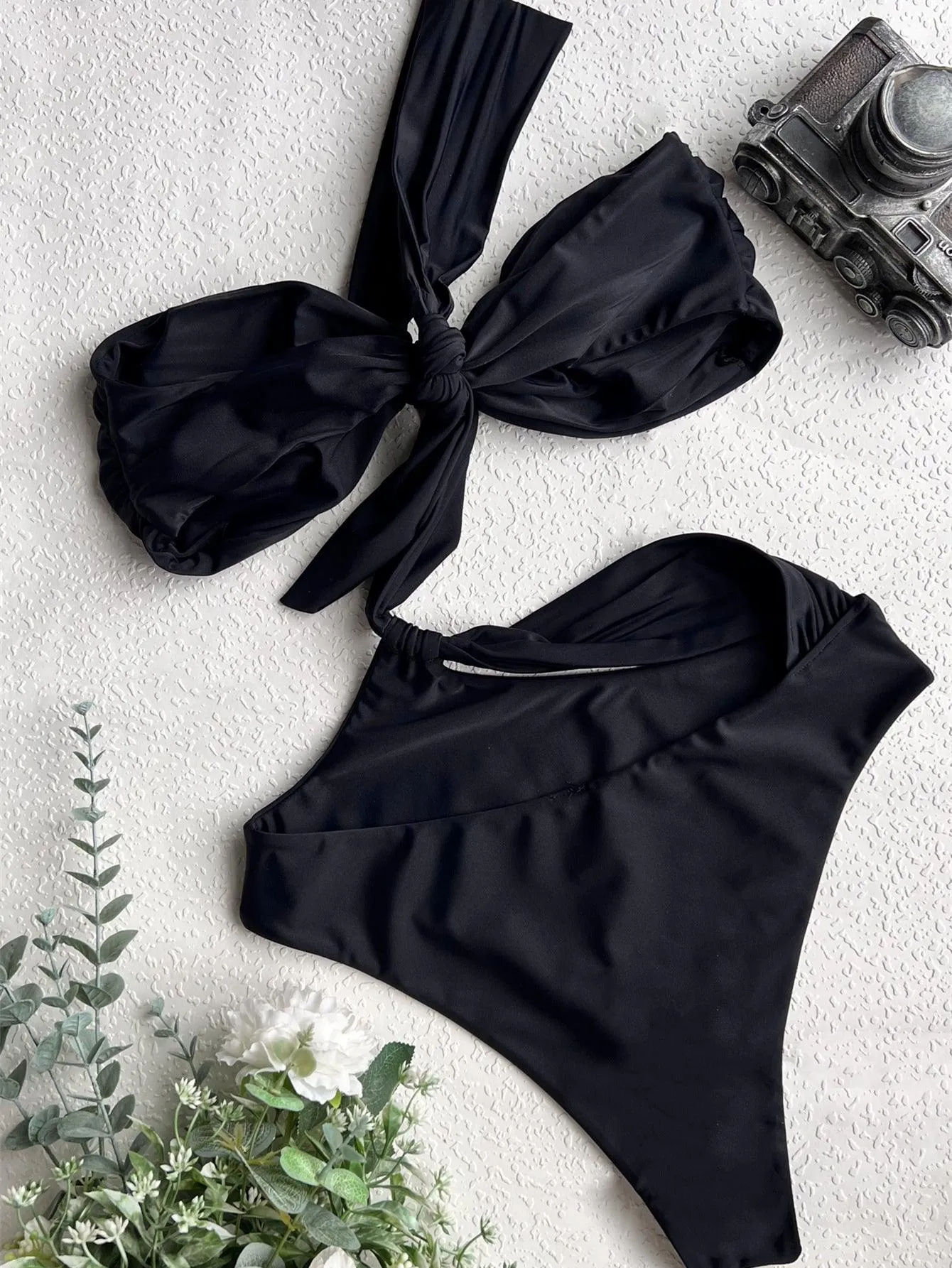 Women's One Piece Bow-Knot Swimsuit - Sexy Black Beachwear GFIT
