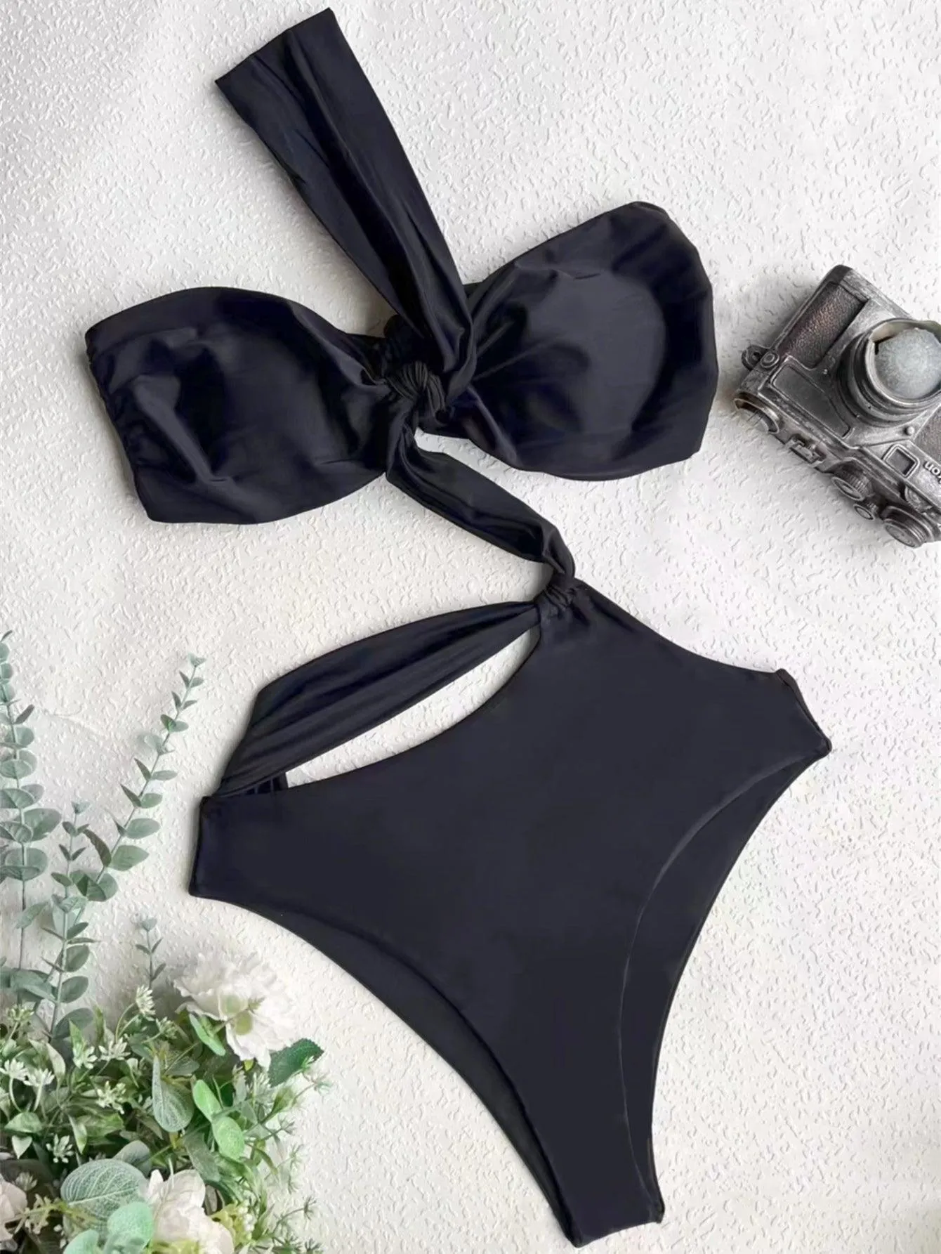Women's One Piece Bow-Knot Swimsuit - Sexy Black Beachwear GFIT