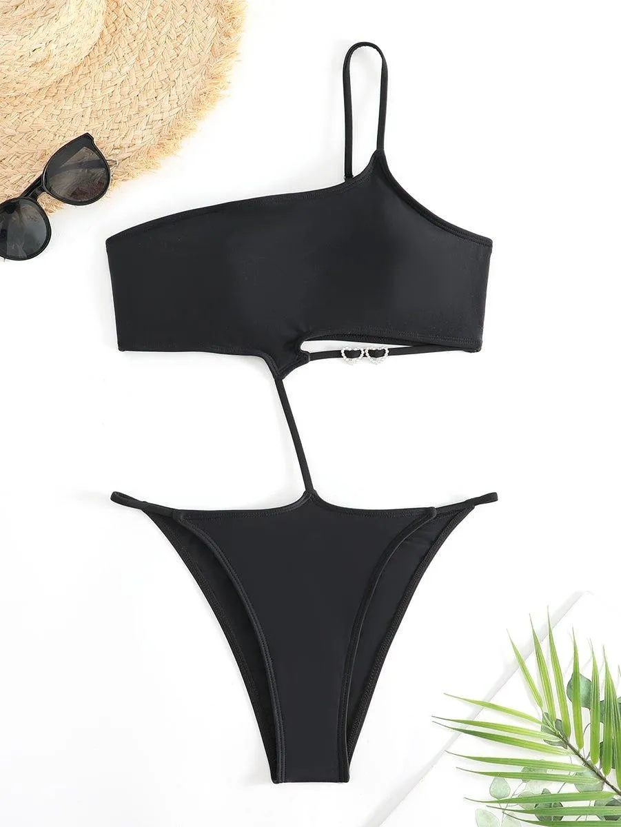 Women's Plus Size Black One Piece Swimsuit - GFIT Elegant Swimwear