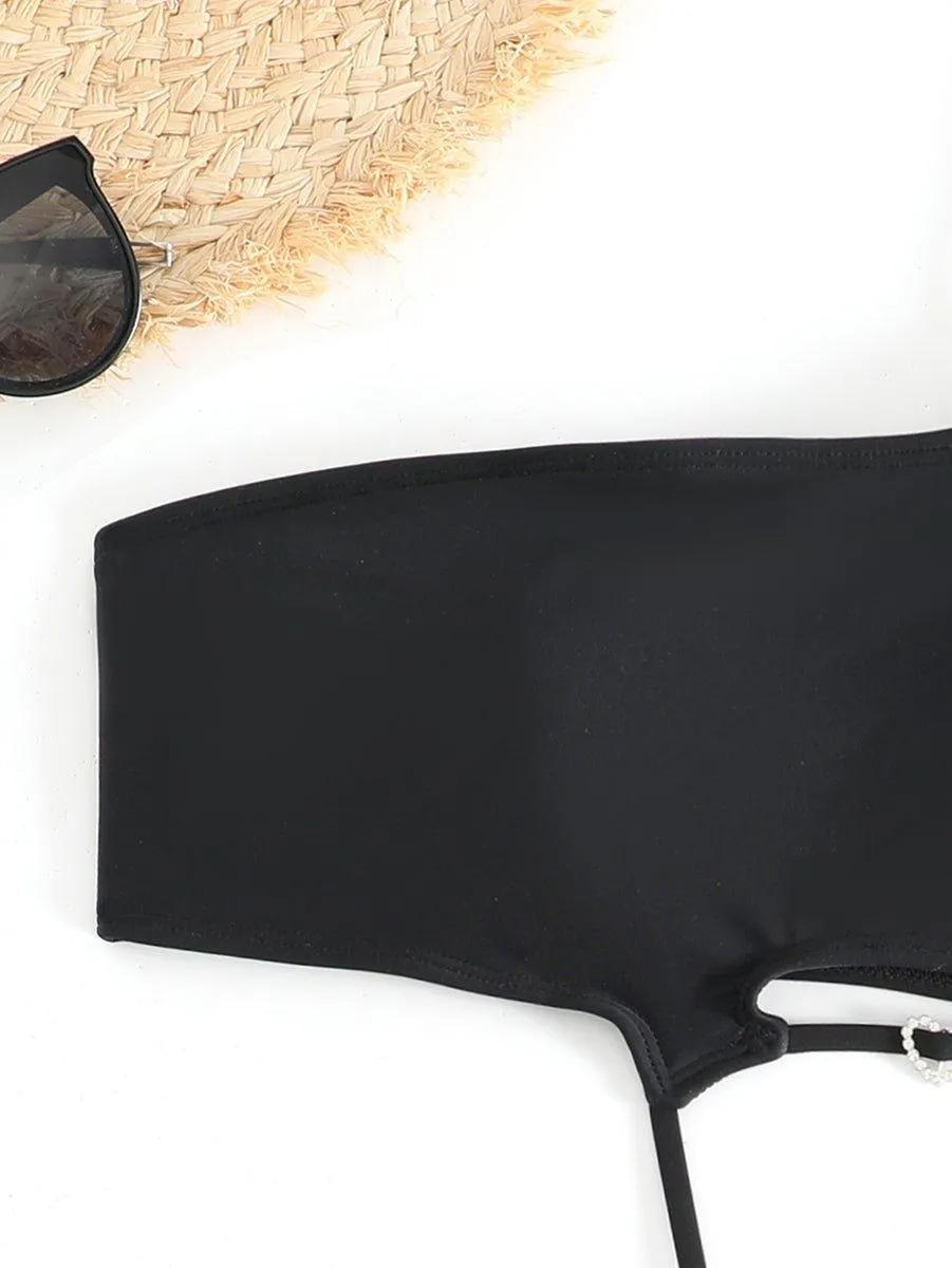 Women's Plus Size Black One Piece Swimsuit - GFIT Elegant Swimwear