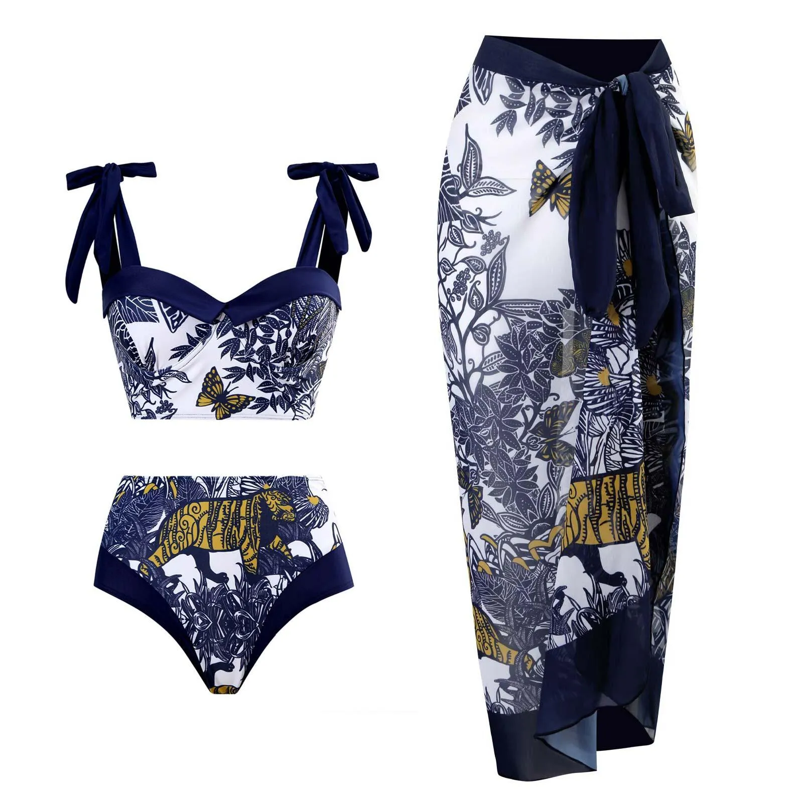 Women's Swimwear With Beach Long Cover-Ups Skirts
